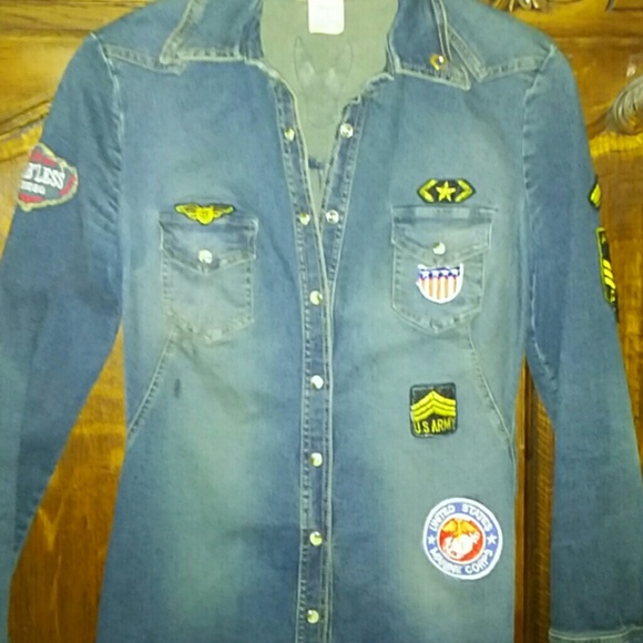 "Diab'less" Blue Denim Shirt Dress or Coat - Picture 5 of 6